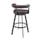 Armen Living Nolagam Swivel Bar Stool in Brown Metal with Brown Faux Leather 840254335653 - alternate 8